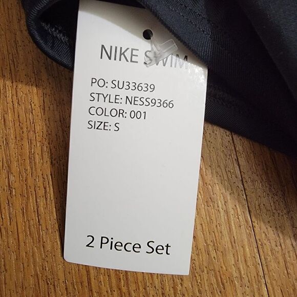 Nike Swim 2 Piece Bathing Suit Swimsuit Mesh Tankini Bikini Black White Size S - Picture 9 of 10